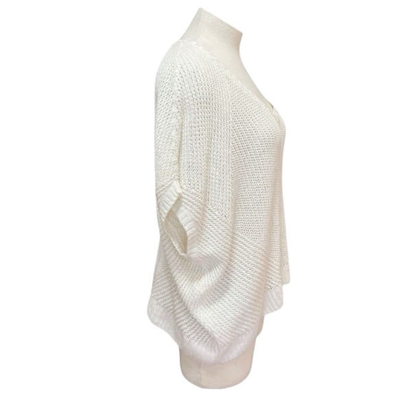 POLO RL 100% Linen Knit Mesh Oversized Dolman Sleeve Sweater in White Size Small - Picture 5 of 10
